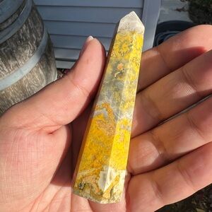Bumblebee Jasper Tower Point Geode Crystal Yellow Marble